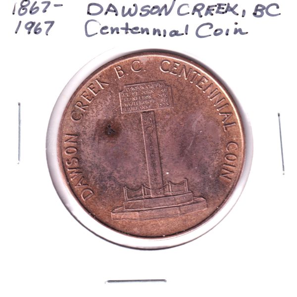 1967 Dawson Creek, B.C. Canada Centennial Medallion: Peace River Power Project (Toned) Online