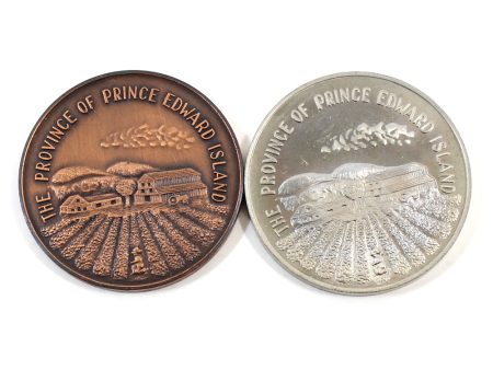 TOKENS 2 x PEI joined Canada in 1873 (1x Bronze, 1x silvery colour) For Discount