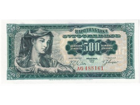 Yugoslavia 1963 500 Dinara Note, Pick #74a, UNC Fashion