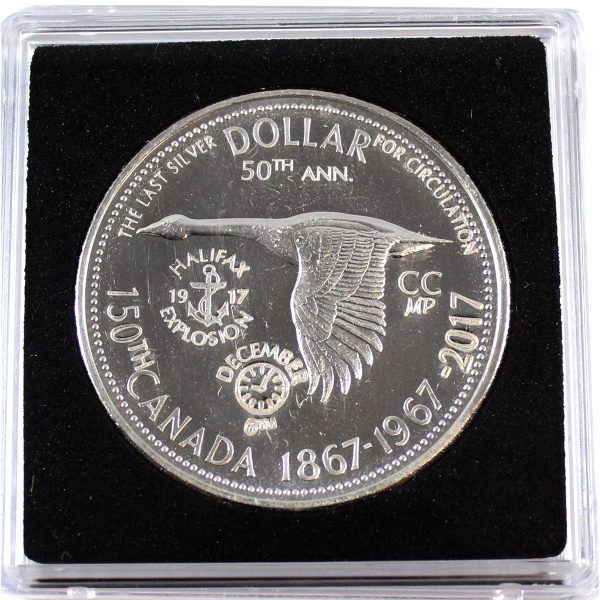 1867-2017 Canada Counterstamped 1967 Silver Dollar - Canada s 150th & Halifax Explosion For Sale