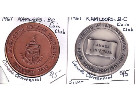 Pair of 1967 Canada Centennial Medallion by Kamloops Coin Club, 2Pcs Discount