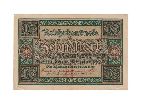 Germany Note, 1920 10 Mark, Pick #67a, AU Cheap