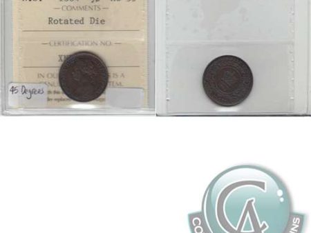 1864 Rotated Die 45 Degrees Nova Scotia 1 2-cent ICCS Certified AU-55 Cheap