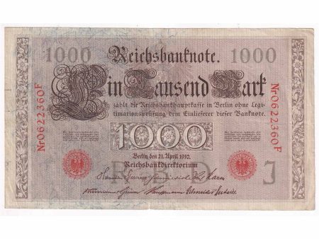 Germany 1910 1000 Mark, Red, VF (damaged) Hot on Sale