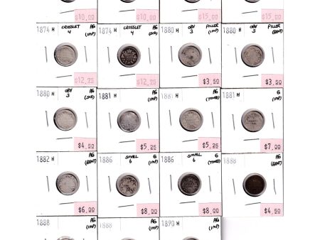 Lot of Assorted 1870-1890H Canada 5-Cents, Filler to Good, 19Pcs (Impaired) Hot on Sale