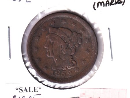 1852 USA 1-Cent, F-VF (Marks) Discount