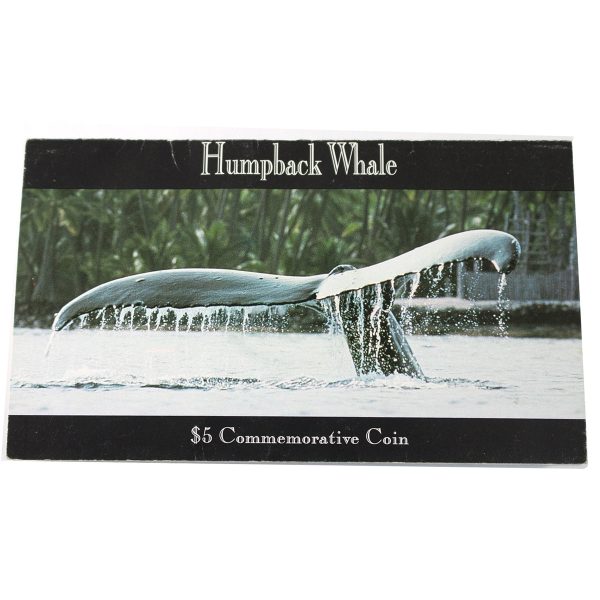 Marshall Islands 1993 $5 Humpback Whale Commemorative Coin in Folder (Rim toning) For Discount