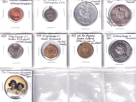 Lot of 9x Royal-themed Medallions, 9Pcs in Binder Page (Impaired) For Sale