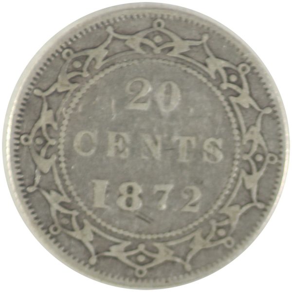 1872H Newfoundland 20-cents ICCS Certified F-12 For Discount