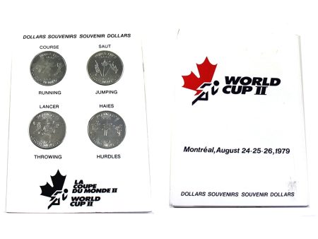 Set of 4x 1979 Montreal IAAF World Cup Souvenir Dollars, 4Pcs in Folder (Impaired) on Sale