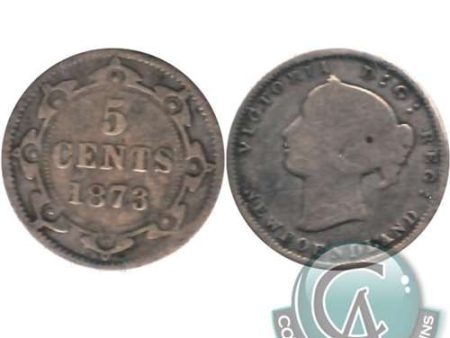 1873 Obv. 2 Newfoundland 5-cents Good (G-4) $ Cheap