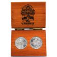 Pair of Calgary Stampede 1986 Centennial Trade Dollar Tokens, 2PCS in Wood Case For Cheap