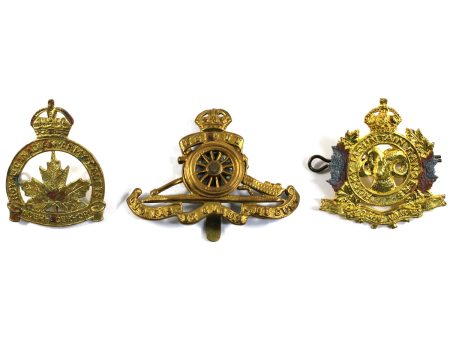 Lot of 3x Different Canadian Military Cap Badges, 3PCS (Corrosion) Discount