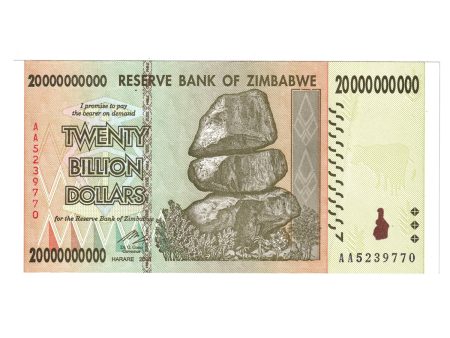 Zimbabwe Note, Pick #86 2008 20 Billion Dollars, Uncirculated Discount