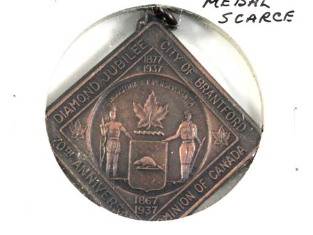 Brantford, Ont., 1937 70th Anniversary & Coronation Diamond-shaped Medallion - Scarce! Hot on Sale