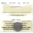 1872H Newfoundland 5-cents ICCS Certified VG-10 on Sale