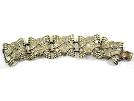 Vintage Coro Gold-tone Wide Panel Link Bracelet For Discount