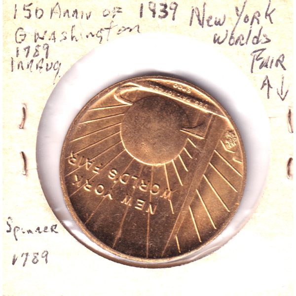 1939 New York World s Fair Medallion: George Washington Inauguration 150th Anniversary Online now