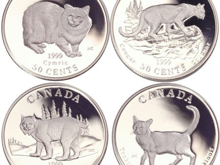 RDC 1999 50-cent Cats of Canada Sterling Silver 4-coin Set (Scratched Capsule) Online Hot Sale