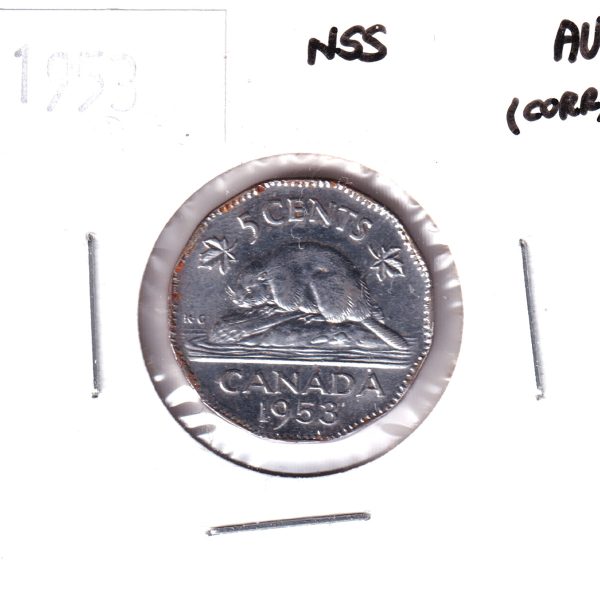 1953 NSS Canada 5-cents Almost Uncirculated (AU-50) Scratched, corrosion, or impaired Cheap