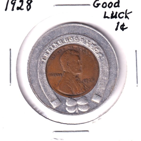 1928 USA 1-cent Good Luck Penny - Coney Island, Brooklyn, NYC Online now