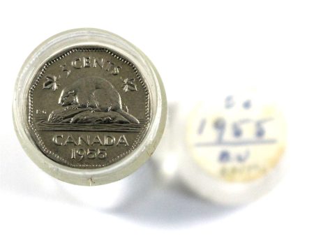 1955 Canada 5-Cent Brilliant Uncirculated Roll of 40Pcs (Some Toned) Sale