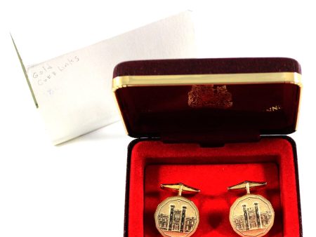 Pair of Vintage Royal Canadian Mint Gold-plated Cufflinks, 2Pcs in Case (See text) Supply