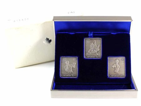 1976 Canada Montreal Olympic Combat Sports 1.5oz. Pure Silver 3-Stamp Set (No Tax) Discount