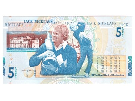 Scotland Note, 2005 Jack Nicklaus Commemorative 5 Pounds in Folder & Envelope Cheap