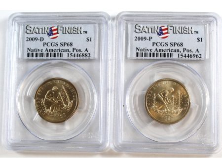 Pair of 2009(P) & (D) USA $1 Native American PCGS Certified SP-68 in Position A. 2pcs Online now