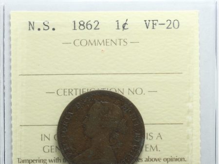 1862 Nova Scotia 1-cent ICCS Certified VF-20 Cheap