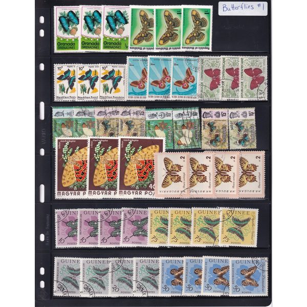 Lot of 83x World Butterflies Stamps, Some Uncancelled, 83Pcs Online now