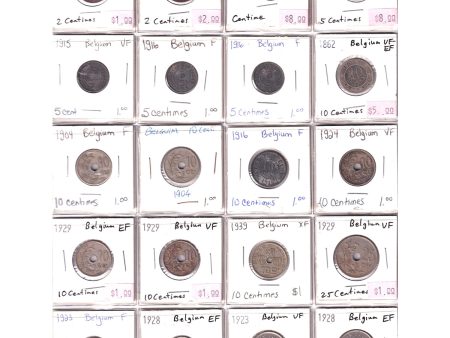 Lot of 20x Belgium Coins, 1862-1939, Up to Extra Fine (EF-40), 20Pcs (1x Duplicate) Online