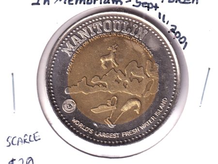 Manitoulin Island, Ont., 2002 $20 Haweater Trade Dollar In Memoriam of 9 11 (Impaired) For Sale