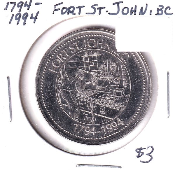 1794-1994 Fort St John British Columbia Trade Dollar Token on Sale