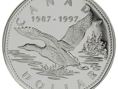 RDC 1997 Canada $1 10th Ann. of the Loon Sterling Silver Proof Flying Loon (Impaired) Online Hot Sale