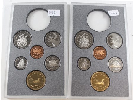 1994 & 1995 Canada Frosted Proof 6-coin Sets - from double dollar sets Supply