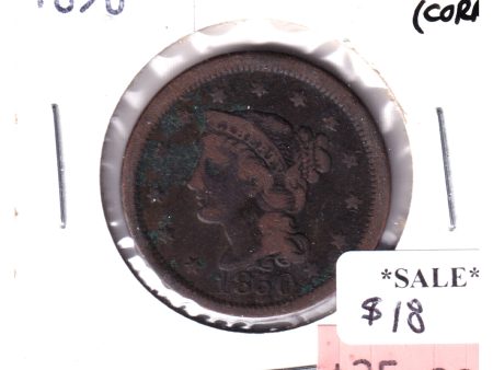 1850 US 1-Cent, Fine (Corrosion) For Discount