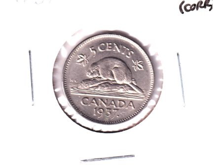 1937 Canada 5-cents Brilliant Uncirculated (MS-63) Corrosion, scratched, or impaired For Cheap