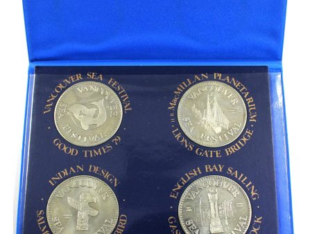 Set of 4x Vancouver, B.C., 1979 Sea Festival Trade Dollars in Folder (Impaired) Online