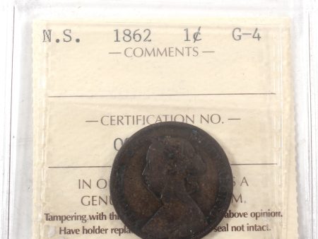 1862 Nova Scotia 1-cent ICCS Certified G-4 For Discount