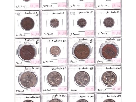 Lot of 20x Australia 1914-1978 Mixed Denominations, Good to UNC, 20Pcs in Binder Page Hot on Sale