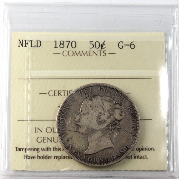 1870 Newfoundland 50-cents ICCS Certified G-6 Discount