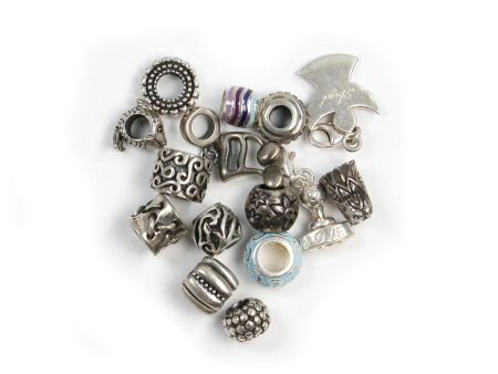 Lot of 15x Sterling Silver .925 Charms, Cool Colours or No Colour, 15Pcs Hot on Sale