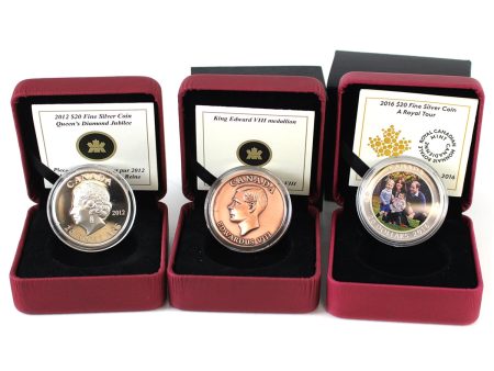 Lot of 3x 2009, 2012 & 2016 Royal-themed Coins & Medallion, 3Pcs (Impaired) Fashion