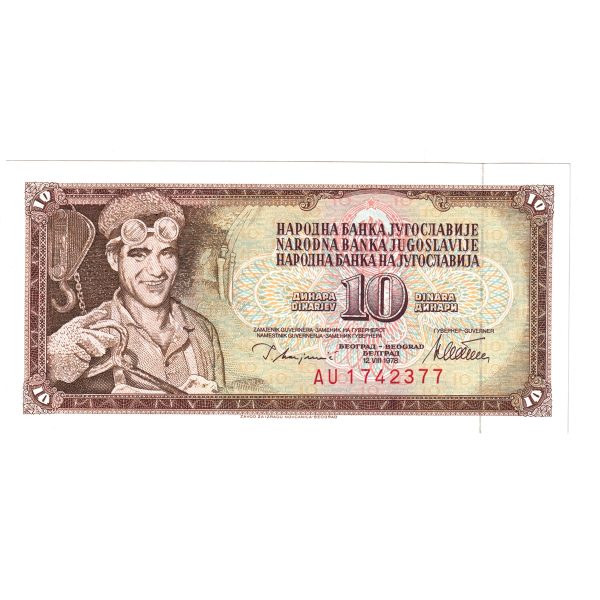 Yugoslavia Note, Pick #87a 1978 10 Dinara, Uncirculated Online Sale