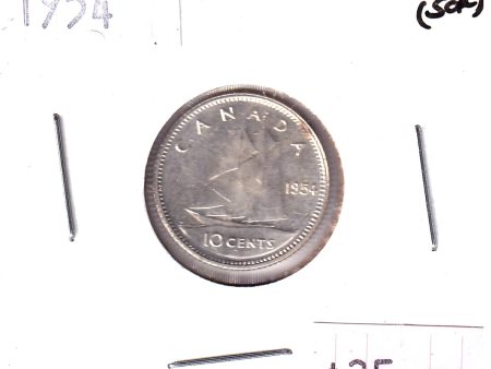 1954 Canada 10-cent Brilliant UNC. Either cleaned, scratched or impaired. Hot on Sale