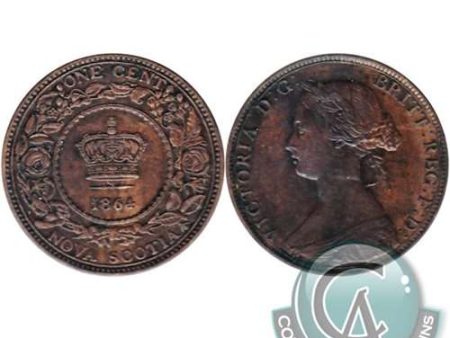 1864 Nova Scotia 1-cent EF-AU (EF-45) $ Sale