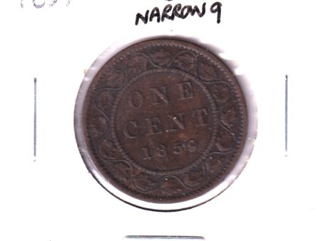 1859 Narrow 9 Canada Large 1-Cent Fine (F-12) - Rotated Die Online now