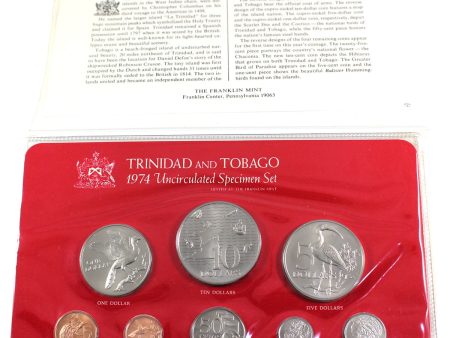 Trinidad and Tobago 1974 8-coin Uncirculated Specimen Set w CoA in Folder - Beautiful Supply